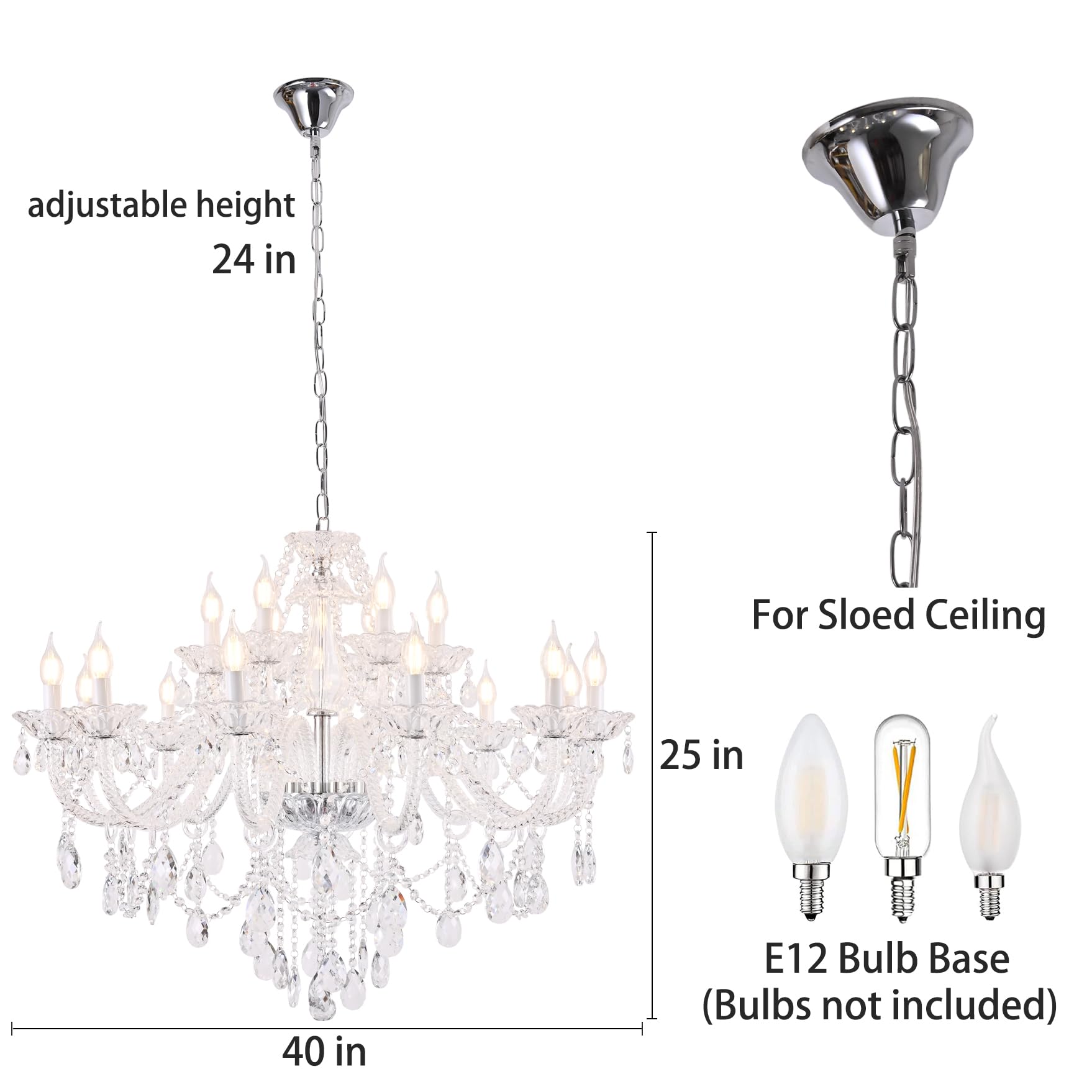 Uboxin 18-Light Double Layer Crystal Chandelier Transparent Modern Ceiling Pendant Light with K9 Crystal for Living Room Dining Room Bedroom Kitchen (Clear 18)