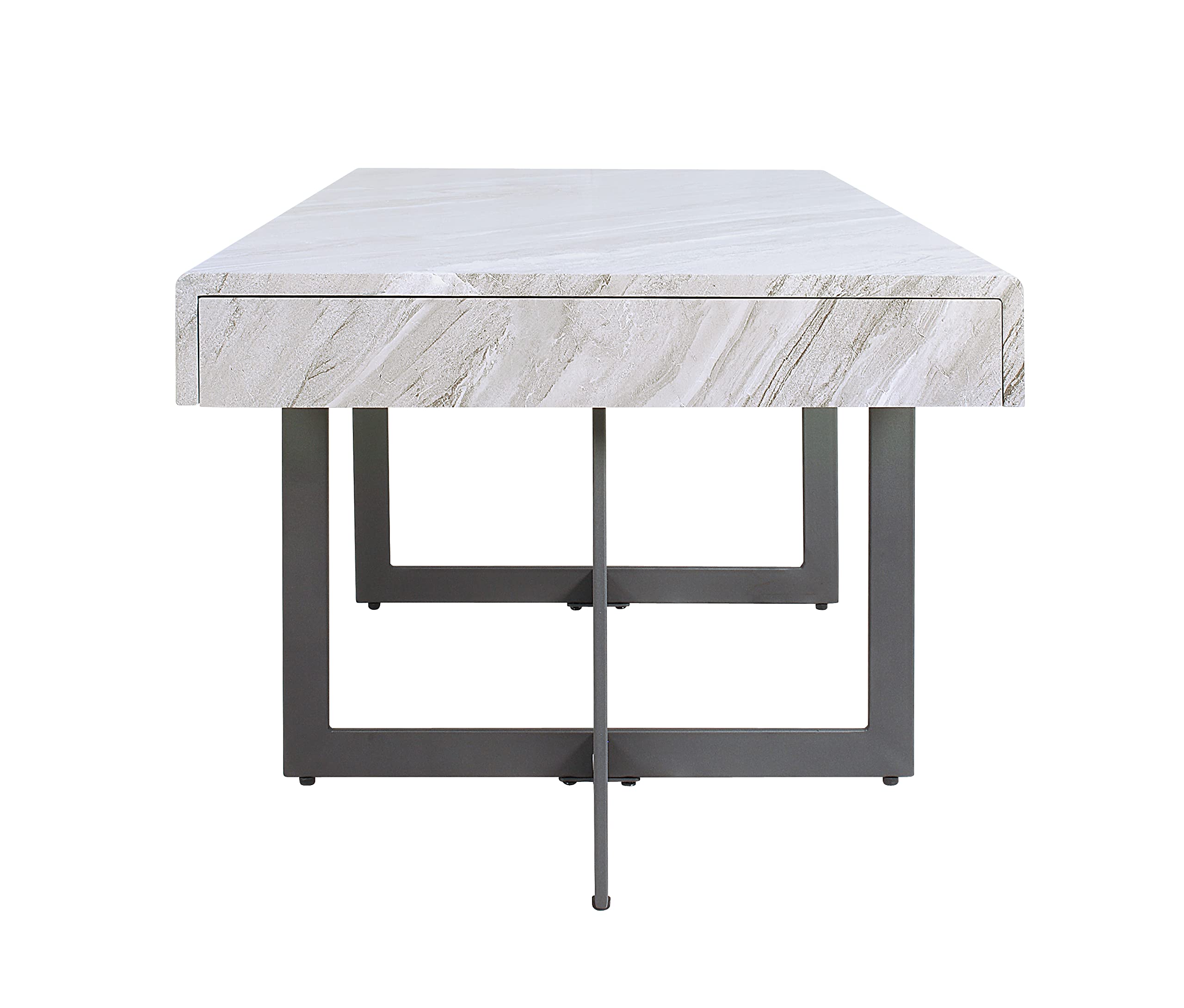 Furniture of America Willy Modern Storage Faux Marble Top 3-Piece Coffee, End and Sofa Table Set for Living Room, Gray