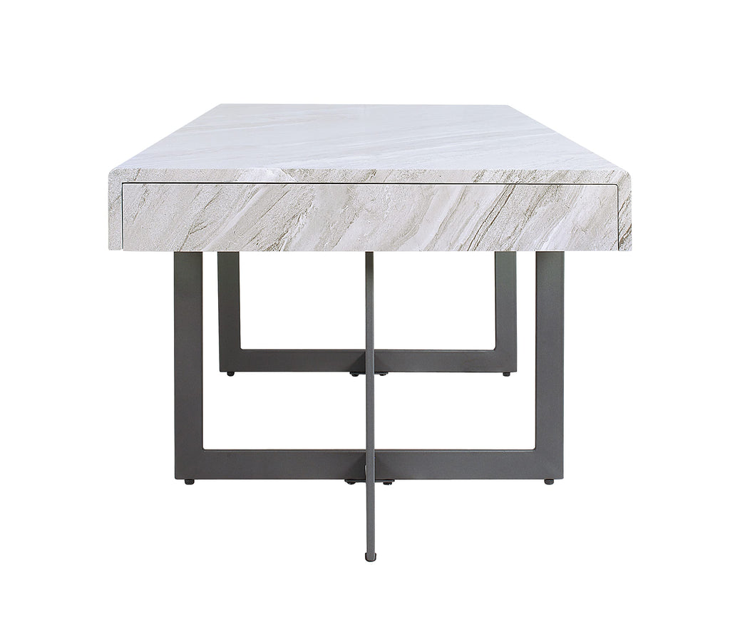 Furniture of America Willy Modern Storage Faux Marble Top 2-Piece Coffee and End Table Set for Living Room, Gray