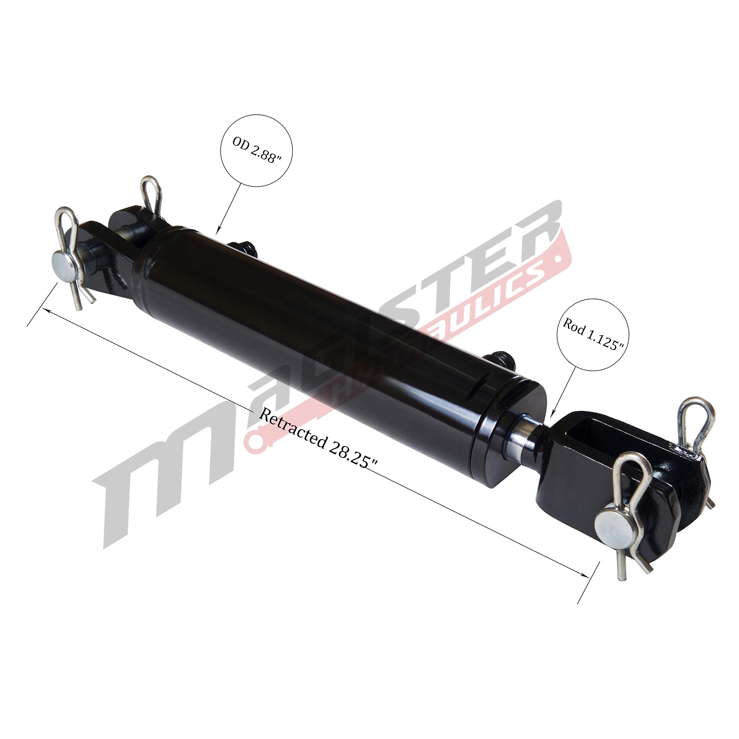 Magister Hydraulics Double Acting Hydraulic Cylinder - AG Clevis Hydraulic Cylinder 2500 PSI tie-Rod Alternative 2.5" bore 18" Stroke (2.5x18)