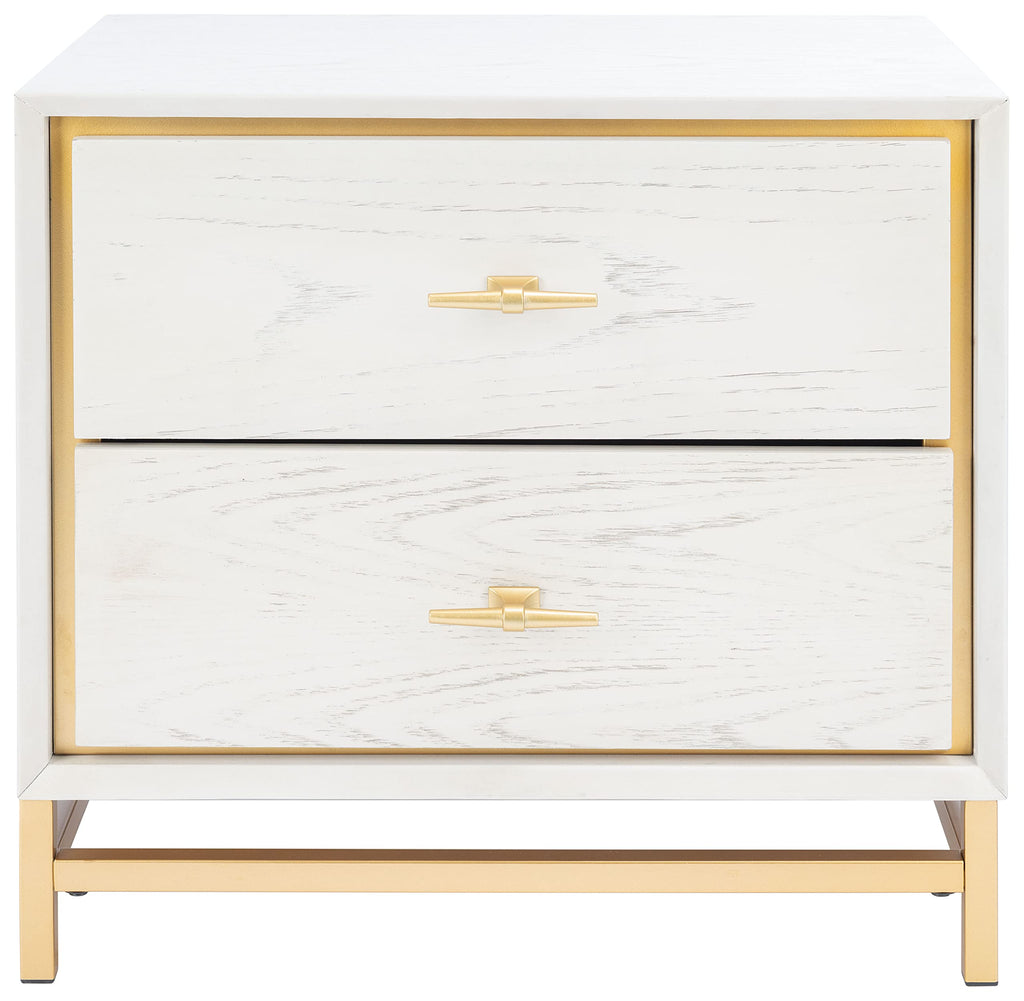 Safavieh NST6401C, 23" W x 16" L x 21.5" H, White Washed/Brass