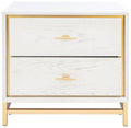 Safavieh NST6401C, 23" W x 16" L x 21.5" H, White Washed/Brass