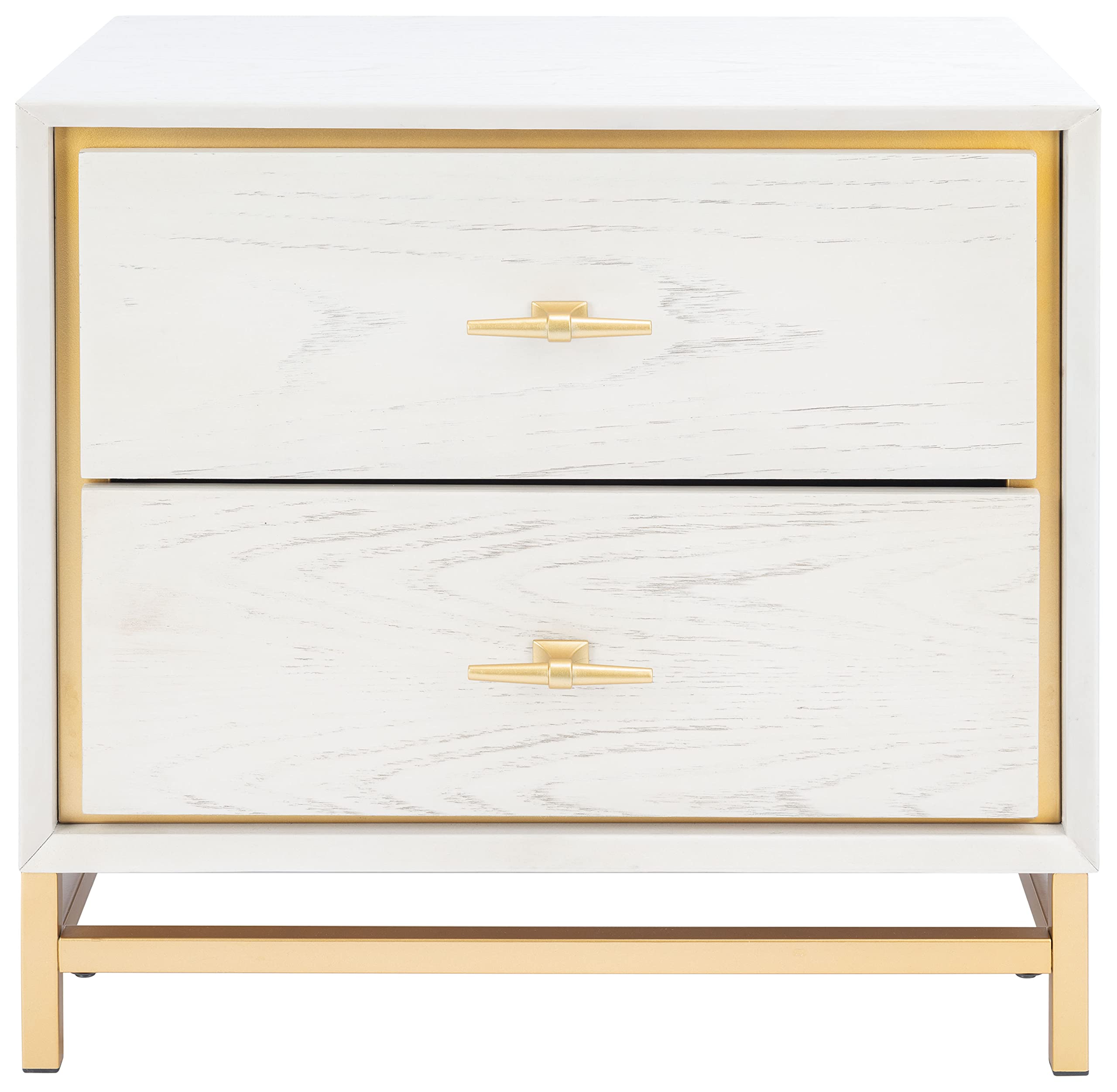 Safavieh NST6401C, 23" W x 16" L x 21.5" H, White Washed/Brass