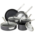 Viking Pots and Pans Set Non Stick, 10 Piece Hard Anodized Kitchen Cookware with Glass Lids, Black