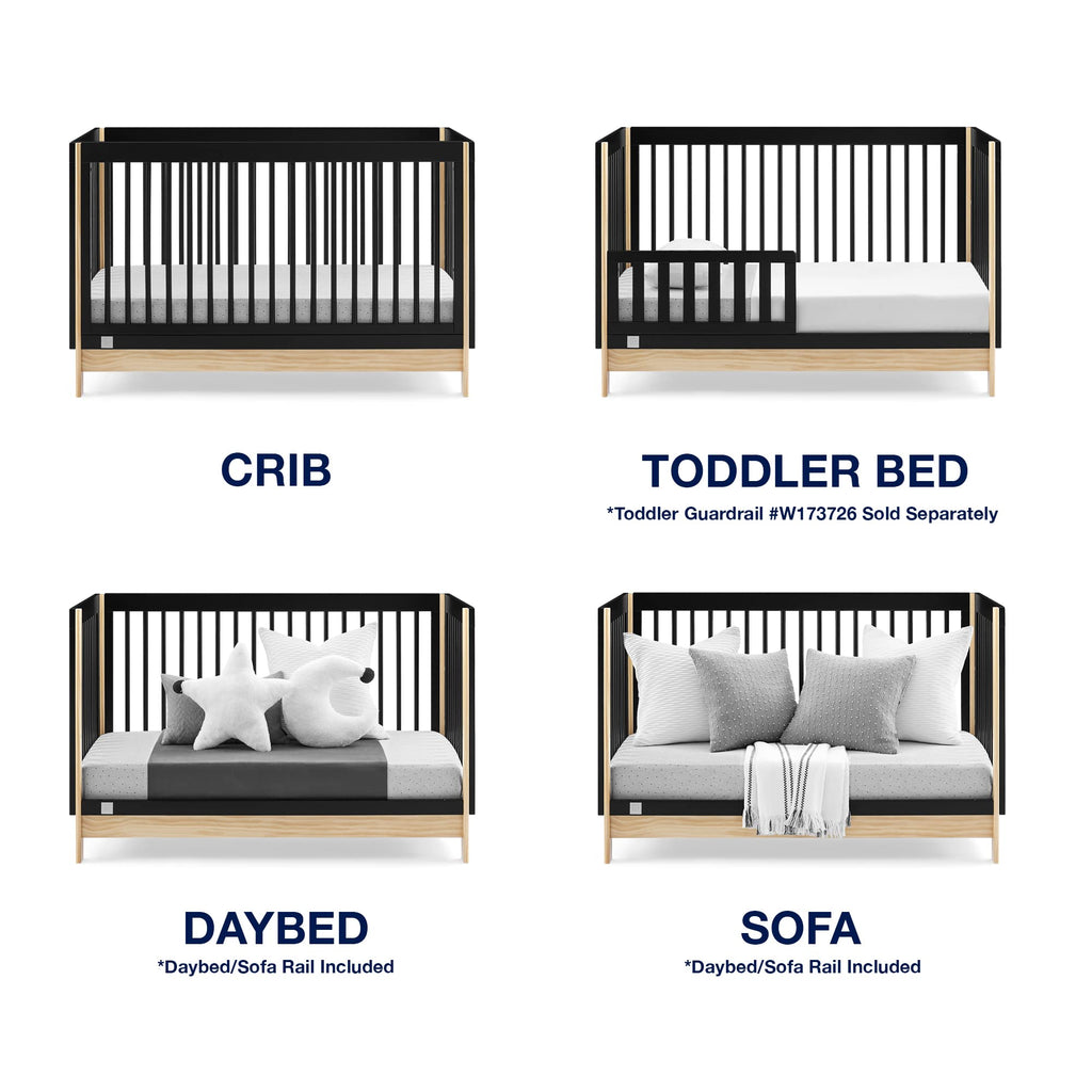 GAP babyGap Tate 4-in-1 Convertible Crib - Greenguard Gold Certified, Ebony/Natural