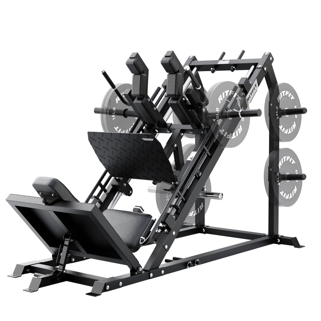 RitFit Gazelle Pro 3 in 1 Leg Press and Hack Squat Machine - High-Tensile Steel Leg Press Machine, 2000lbs Capacity, Adjustable Angles with Weight Storage (Black)