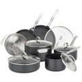 Viking Pots and Pans Set Non Stick,12 Piece Hard Anodized Kitchen Cookware with Glass Lids, Black