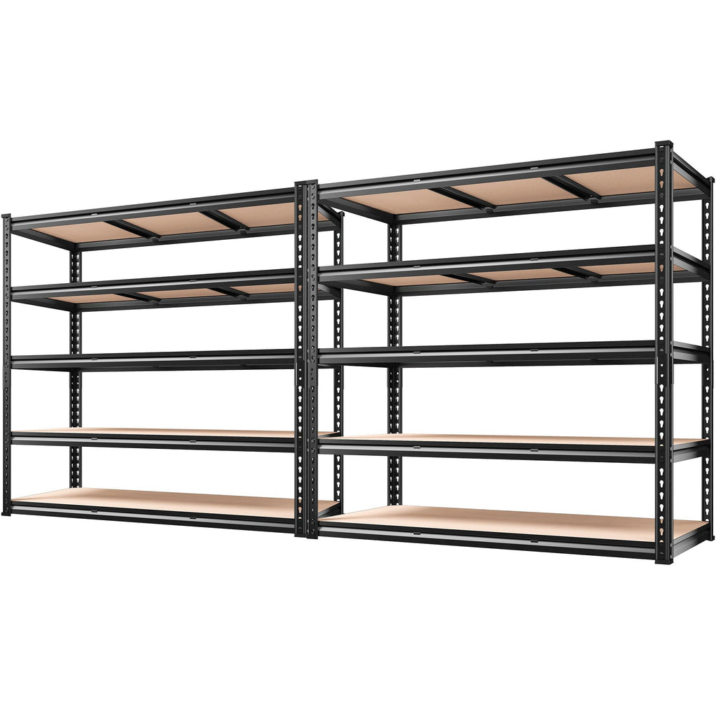 REIBII 48" W Garage Shelving 3020LBS Storage Shelves 5 Tier Industrial Shelving Adjustable Metal Storage Shelves for Garage, Basement, Warehouse, Commercial, Easy Assemble, 48" W x 72" H x 24" D, 2PC