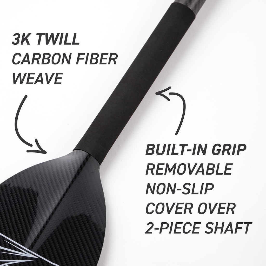 Hornet Watersports Dragon Boat Paddle - Black Glossy - Adjustable Carbon Fiber - IDBF Approved - Dragon Boat Accessories