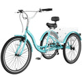 Slsy Adult Tricycle 7 Speed, 20/24/26 Inch Step-Through 3 Wheel Bike for Adults with Large Shopping Basket, 350 lb Capacity Adult Trike for Seniors, Women and Men