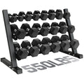 GOIMU Dumbbell Sets with Rack, Rubber Hex Dumbbells, 220/280/360/450/550LBS, Hand Weights with Chrome Handle for Strength Training(550LBS with Rack)