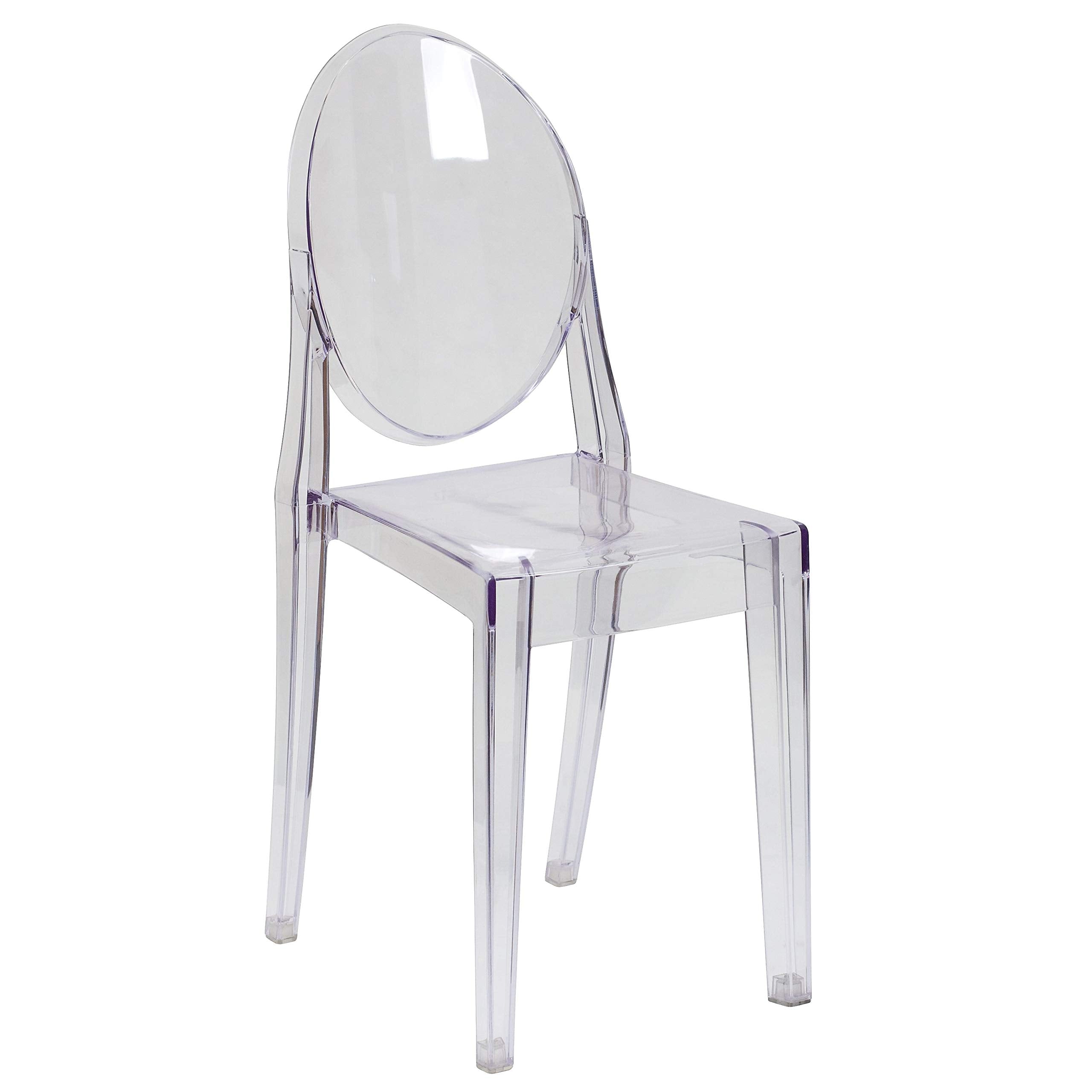Flash Furniture Murray Indoor/Outdoor Ghost Accent and Dining Chairs, Stackable Transparent Restaurant Chairs, Set of 4, Transparent Crystal