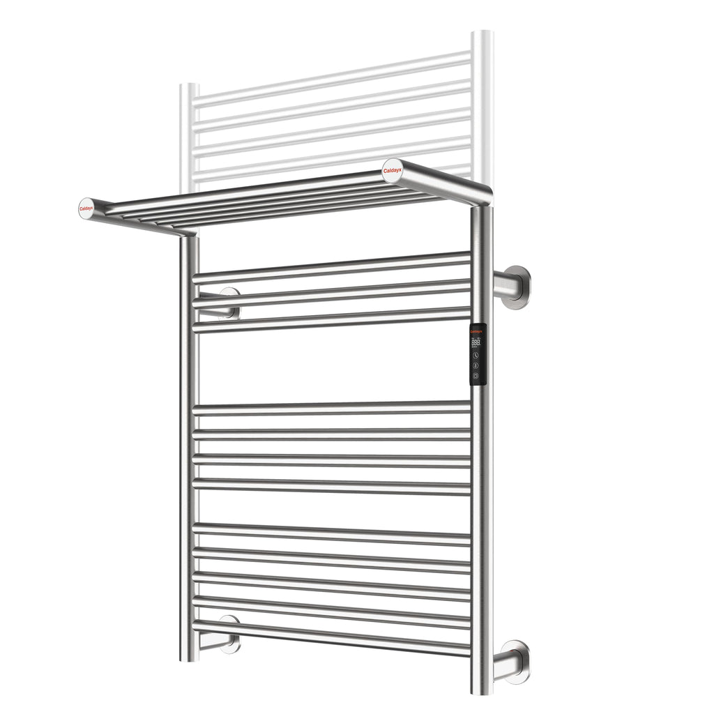 Caldayx High-Density Foldable Heated Towel Rack, Smart Dual-Zone App/Voice Control Towel Warmer Rack, GFCI Plug-in/Hardwired, Wall-Mount, Drill-Free Install, Brushed, CA3-900X550-Ultra-S