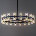 Plsintly Modern Black Crystal Chandelier,36" K9 Crystal Chandeliers for Dining Room Over Table,Wagon Wheel Chandeliers for Dining Room,Living Room,Foyer,Includes 36XG4 Bulbs