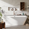 GarveeHome 66'' Acrylic Freestanding Bathtub, Deep Soaking Tub with Non-Slip Base, cUPC Certified Free Standing Tub, Chrome Drain Bath Tub, Modern Tub for Bathrooms, White