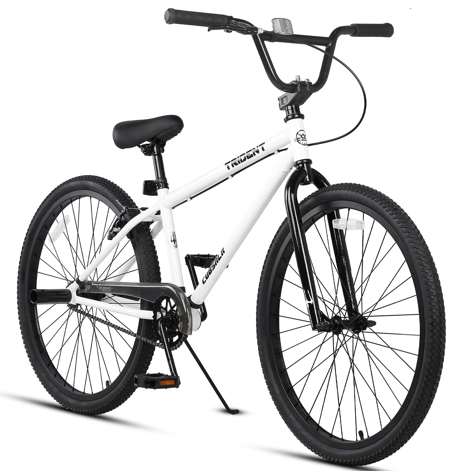 cubsala 24 Inch BMX Race Bike Trident Bicycles Beginner-Level to Advanced Riders with 2 Pegs Trick Cycling and Professional Riding, White