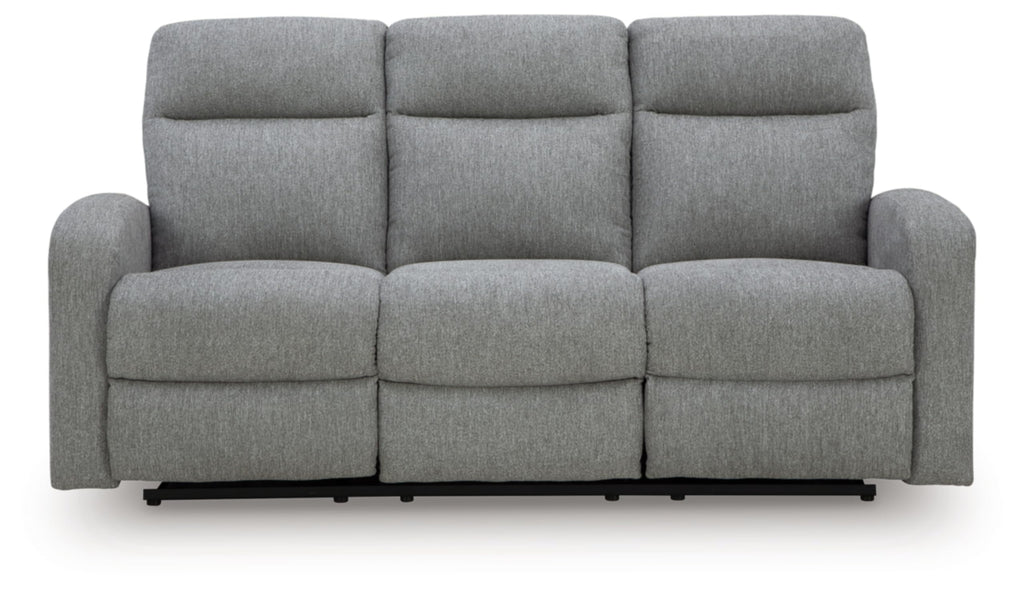 Signature Design by Ashley Carrigan Lane Classic Manual Pull Tab Dual Sided Reclining Sofa with Position Lock, Gray