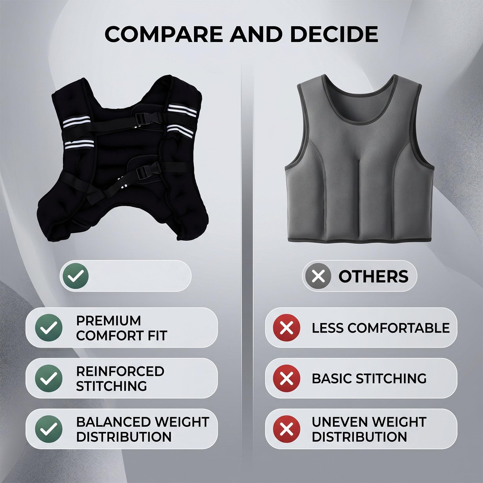 Luocute Weighted Vest, Adjustable Neoprene Body Weight Vest with Reflective Stripe for Men Women Strength Training Running Workout Jogging (5KG)