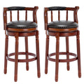 CozyRain Bar Stools Modern Swivel Barstools,Kitchen Counter Genuine Leather Upholstered Island Barstool with Footrest for Home Kitchen Dining Room (Set of 2 Black, Seat Height 29.5 in)
