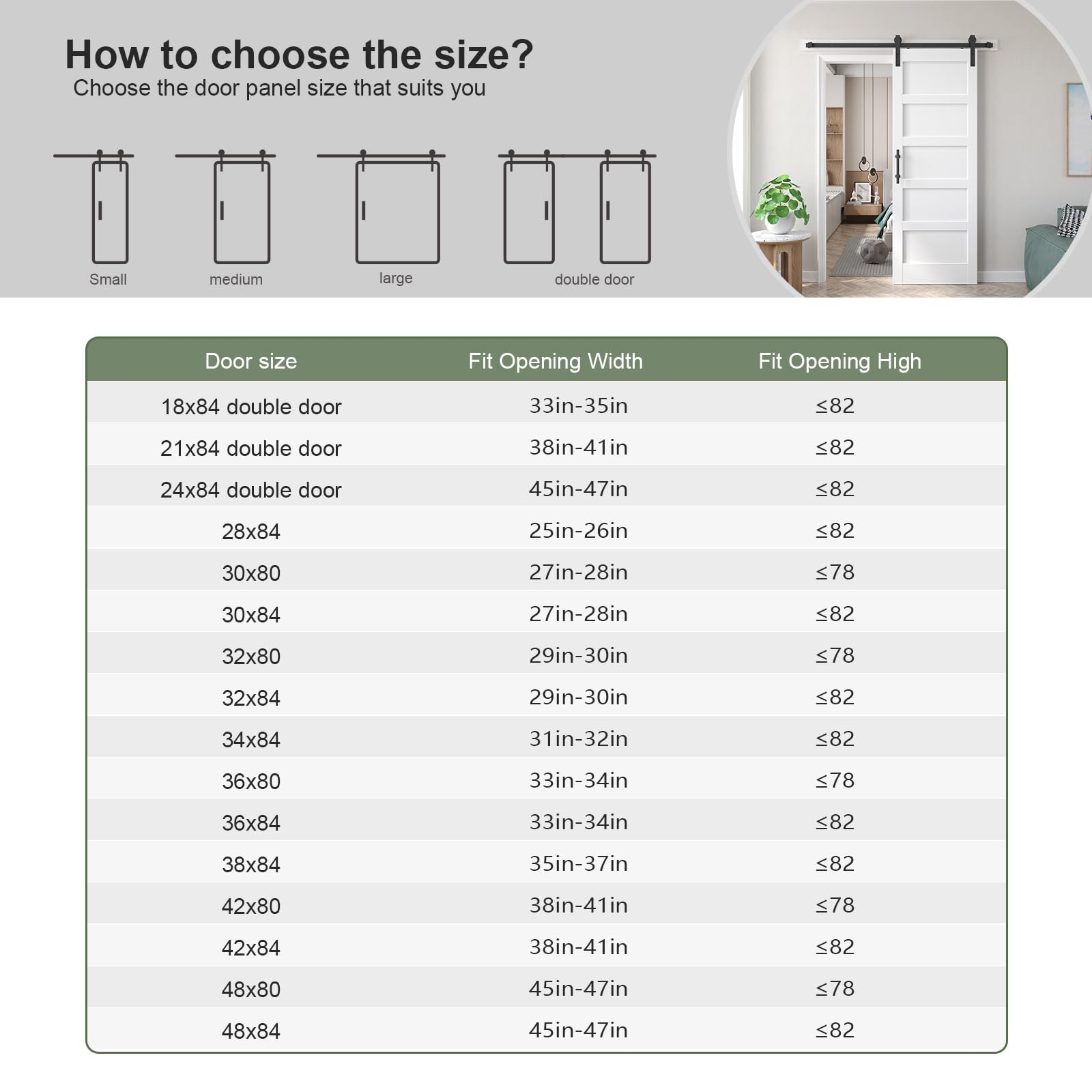 Fredbeck 32x84 inch White Barn Door with 5.5FT Sliding Door Hardware Kit Included & Handle,Solid,MDF,PVC Surface,DIY Assembly,5-Panel,Fit 29in-30in Opening