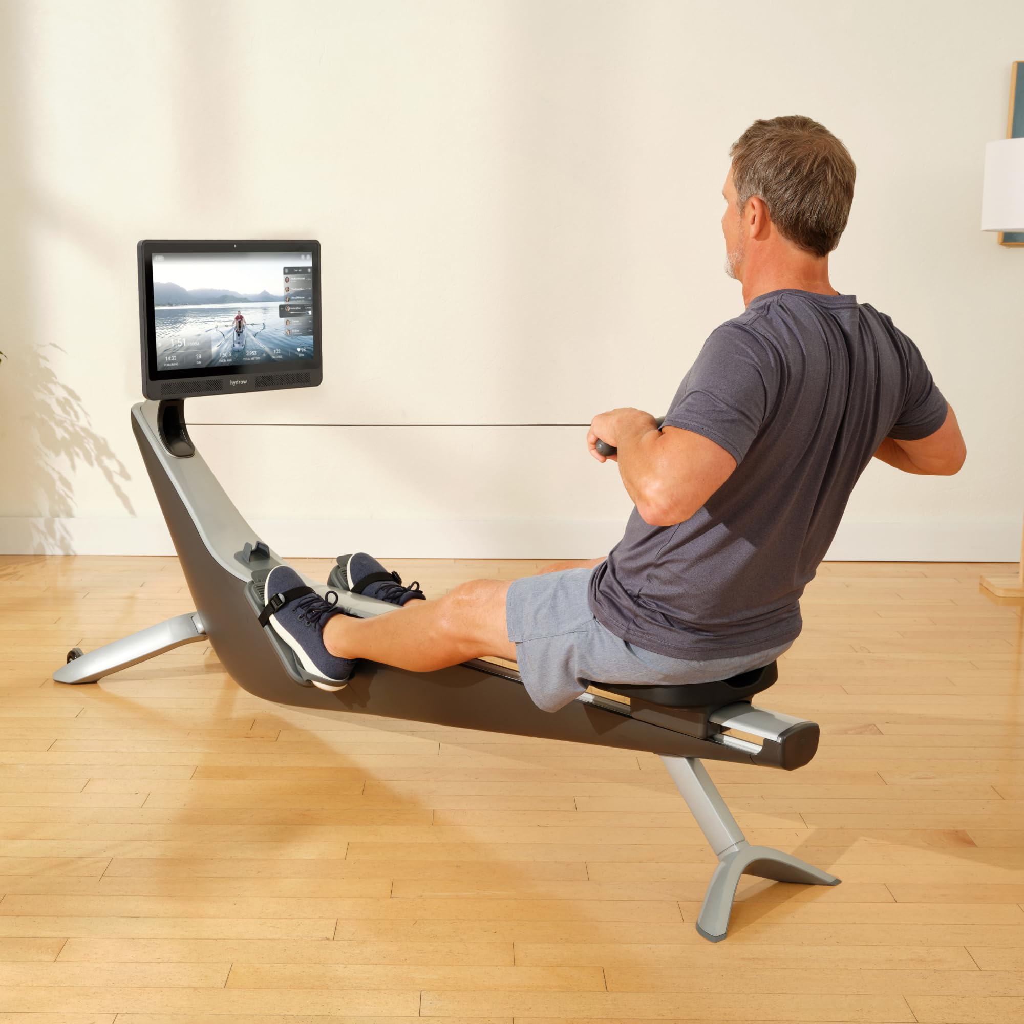 Hydrow Origin Rowing Machine with Immersive 22" HD Rotating Screen - Stows Upright | Live and On-Demand at-Home Workouts, Membership Required