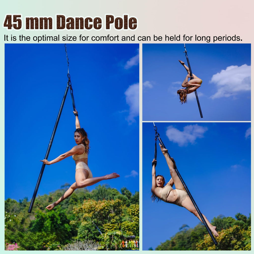 Minglez 6.6 ft / 9.8 ft Flying Pole for Aerial Dance, Portable Stripper Dancing Pole for Exercise, Professional Suspension Fitness Tube for Pub/Apartment(Black,3.0m/9.8ft)