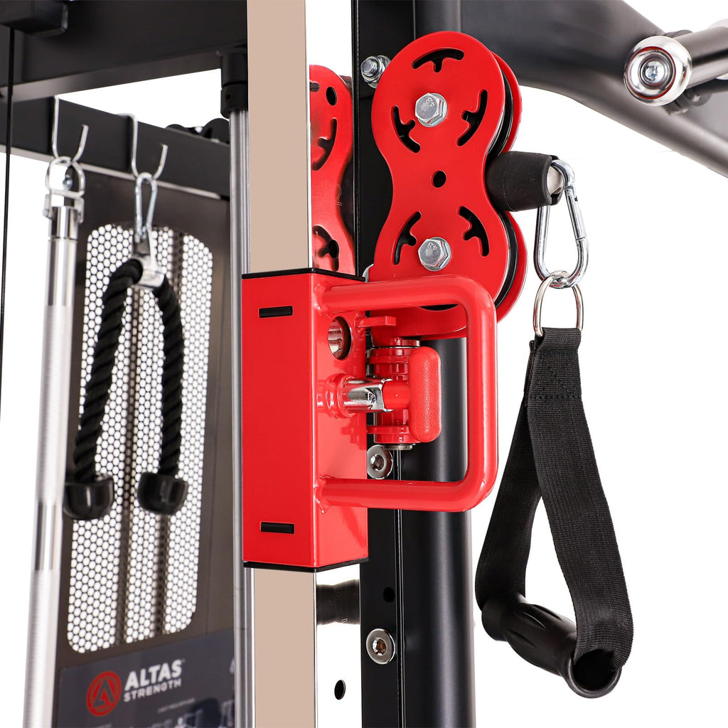 Altas Strength Home Gym Equipment Smith Machine with Pulley System Gym Squat Rack Pull Up Bar Upper Body Strength Training Leg Developer Light Commercial Fitness Equipment Included Accessories 3000Y