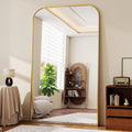Riskioir Full Length Mirror 81"x41" Arched Floor Standing Large Mirrors Full Body Mirror with Stand - with Aluminum Frame for Bedroom Living Room, Gold