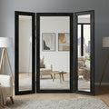 Houseables Trifold Mirror Full Length, 3 Way Mirror, Floor Length, Three Way Folding, Standing, Full Body, Wood Framed, 3 Sided for Bedroom, Makeup, Oversized, Foldable, Black, 71 x 32 to 65 Inch