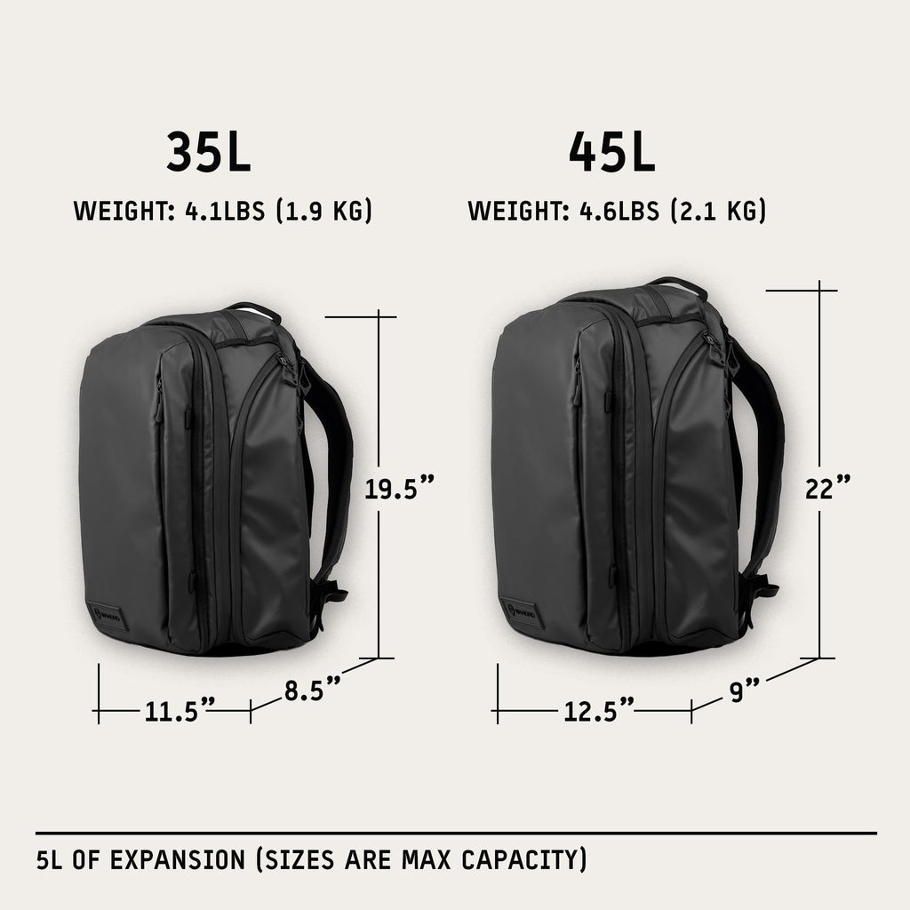 WANDRD TRANSIT Travel Backpack (45L): Large Expandable Carry-On Adventure Bag – Weather-Resistant Travel Backpack with Laptop Sleeve, Dual Side Access & Hidden AirTag Pocket