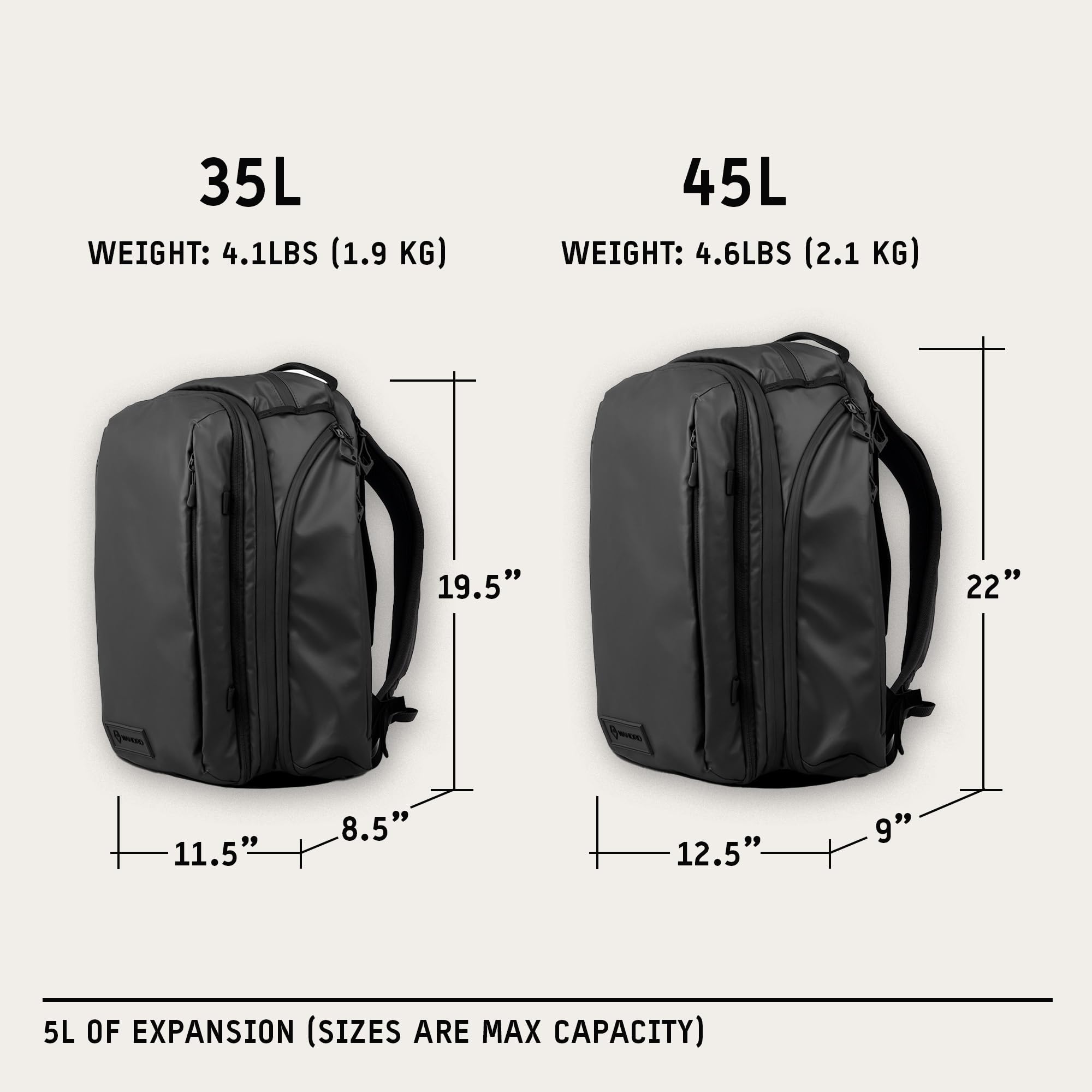 WANDRD TRANSIT Travel Backpack (45L): Large Expandable Carry-On Adventure Bag – Weather-Resistant Travel Backpack with Laptop Sleeve, Dual Side Access & Hidden AirTag Pocket