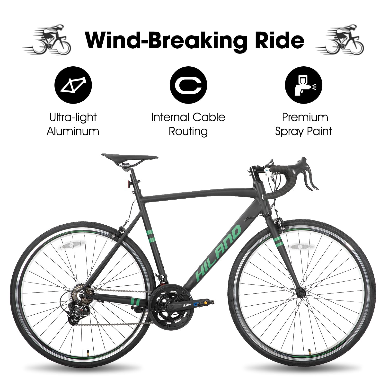 HH HILAND 700c Road Bike 14 Speed, Aluminum Frame Racing Bike, City Commuter Bicycle for Men Women