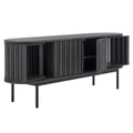 SAFAVIEH Enid TV Stand for up to 65" Flatscreen – Distressed Black, 4 Doors with Interior Storage, Cabinet Style Entertainment Media Console (MED9639E)
