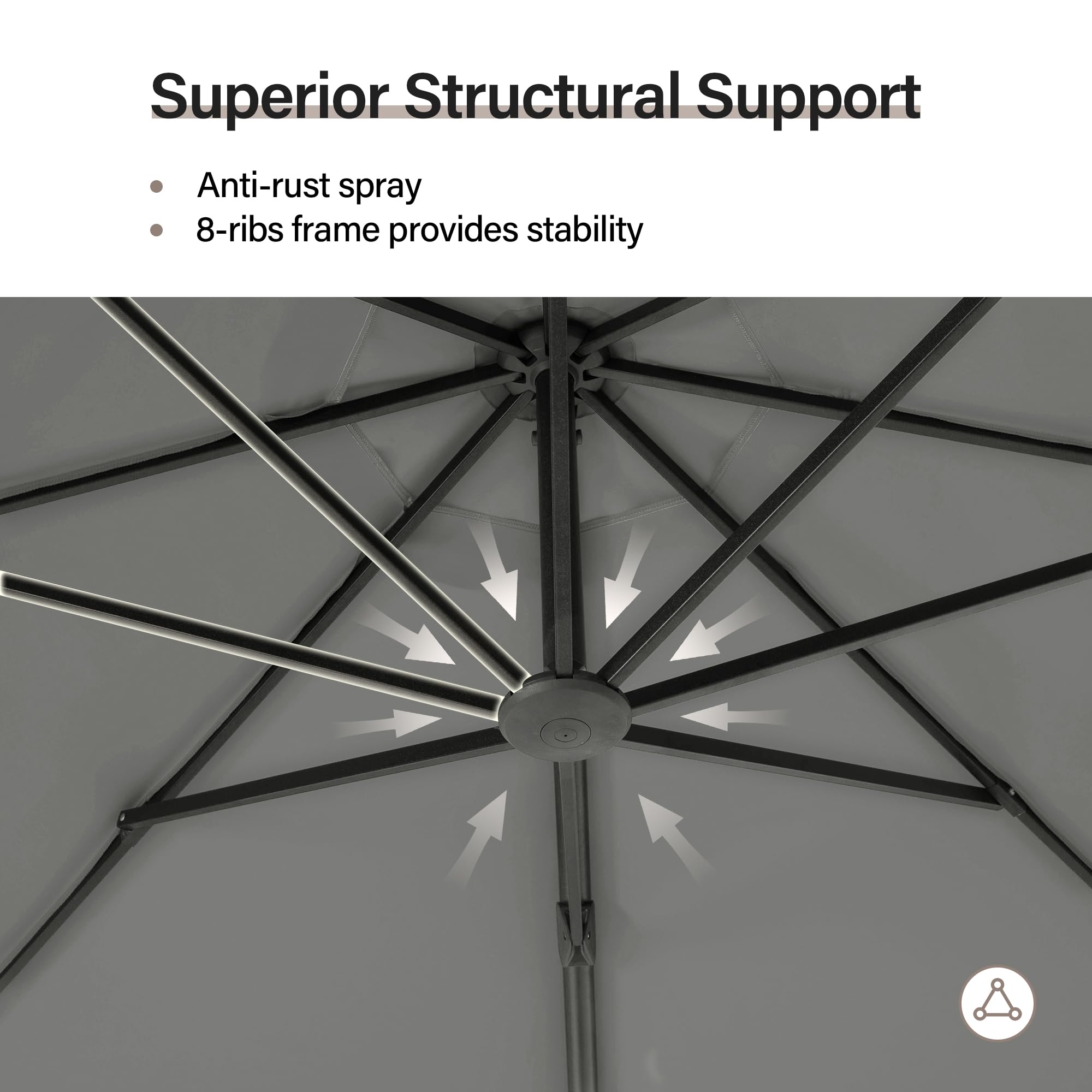 LAUSAINT HOME Outdoor Patio Umbrella with Base included, 12 FT Deluxe Curvy Cantilever Umbrella Heavy Duty Offset Hanging Umbrella with 360° Rotation for Market, Pool, Garden, Backyard, Deck (Grey)