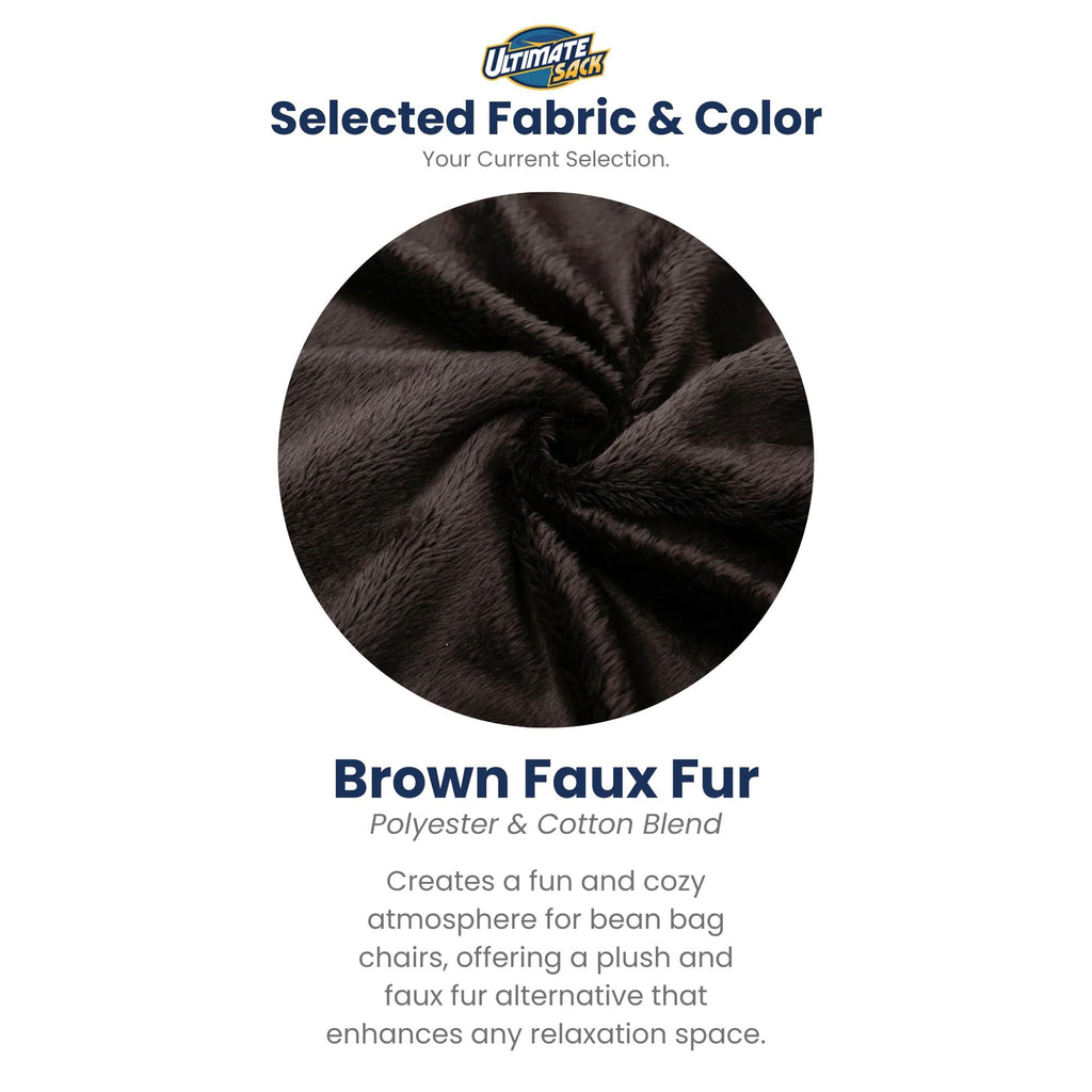 ULTIMATE SACK 5000 5-Foot Bean Bag Chair, Black Fur Cover – Oversized Foam Lounger, Floor Seat, Small Sofa, or Couch Bed for Living Area, Gaming Room, or Reading Lounge