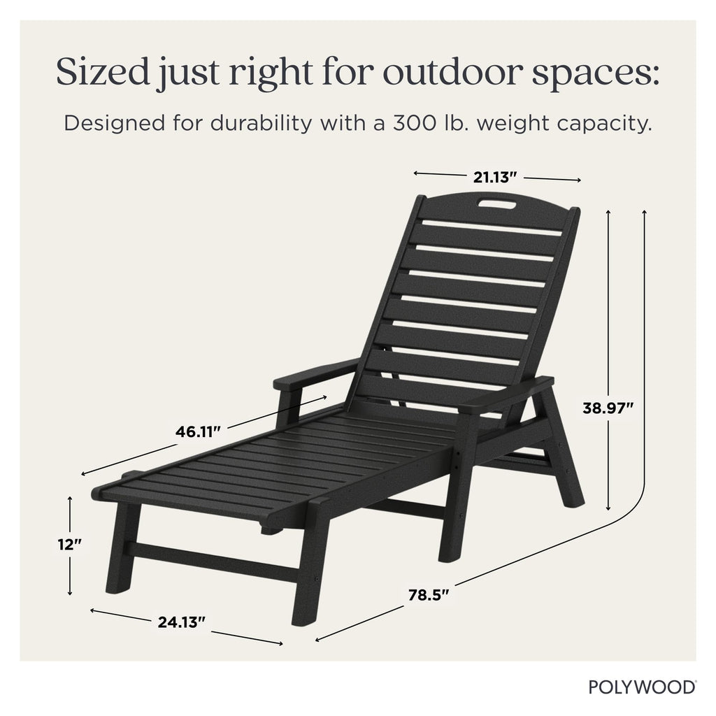 POLYWOOD NCC2280GY Nautical Arms Chaise, Slate Grey