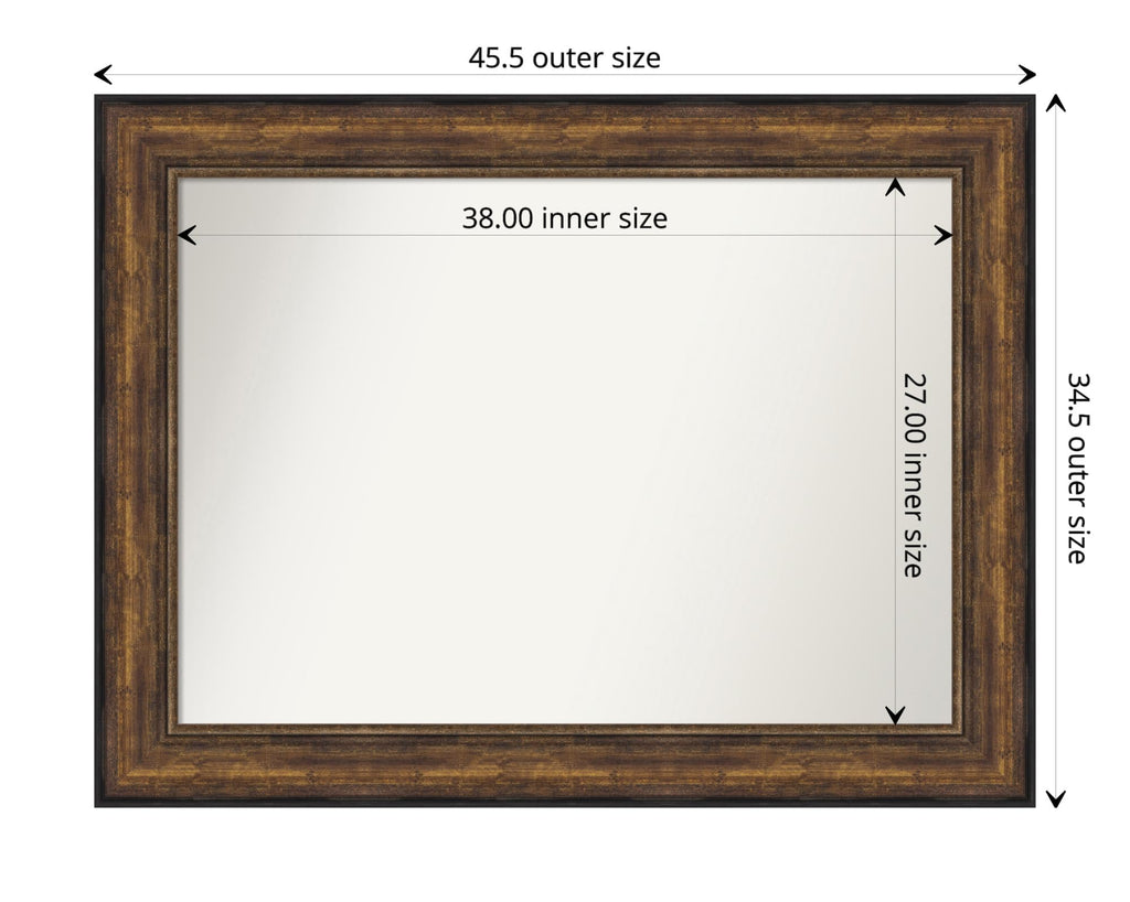 Amanti Art Bronze Wall Mirror 35x46 Ballroom Bronze Rectangle Bathroom Mirror for Wall Decor Living Room, X-Large Traditional Frame, Hangs Horizonally and Vertically, Bathroom Decor, Non-Beveled Edge