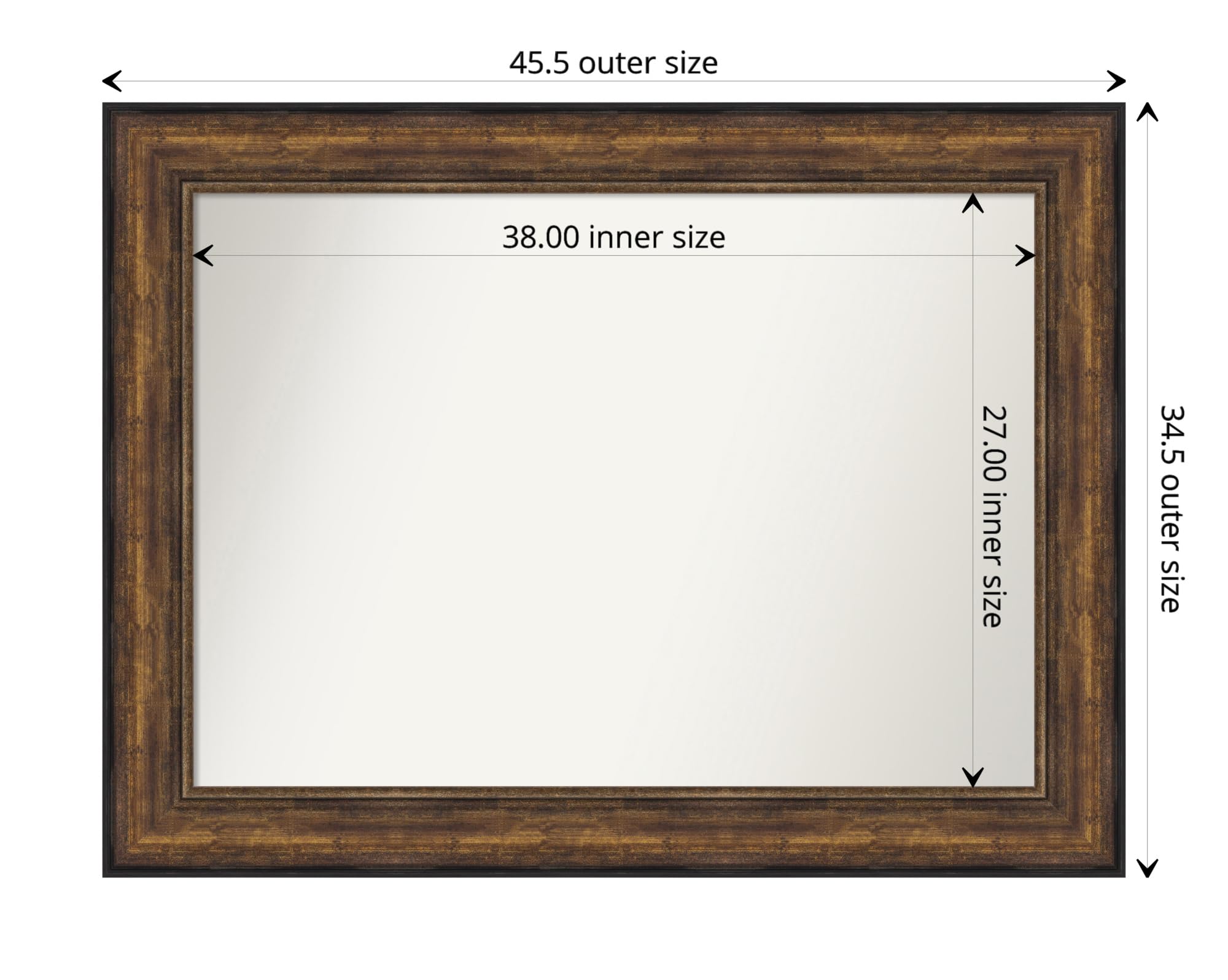 Amanti Art Bronze Wall Mirror 35x46 Ballroom Bronze Rectangle Bathroom Mirror for Wall Decor Living Room, X-Large Traditional Frame, Hangs Horizonally and Vertically, Bathroom Decor, Non-Beveled Edge