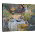 CANVAS ON DEMAND The Luncheon Monet's Garden At Argenteuil, C,1873 Canvas Wall Art Print by Claude Monet, Impressionism, Traditional, Home Decor, Woman Floral, Artwork,45" x36in