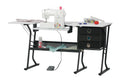 Sew Ready Eclipse Ultra Hobby Machine Top Storage Drawers + Large Lower Shelf-Can Also Be Used as Computer Desk Sewing Table, Black/White