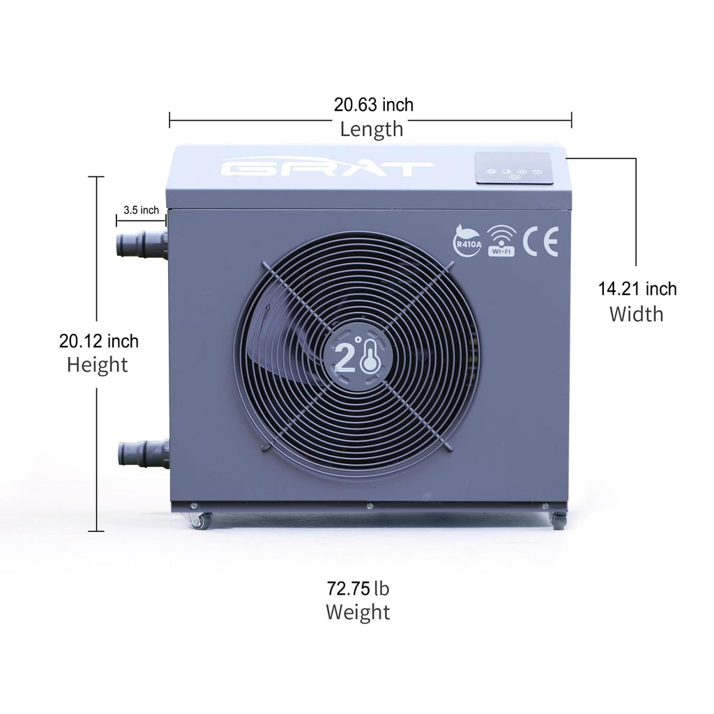 GRAT 1.5HP Cold Plunge Chiller 88 Gallon Ice Bath Tub, 10500BTU Portable WiFi Cold Water Immersion Tub, Water Treatment Kit, Wheels & Backpack for Athletes, Home Gym & Outdoor Use, Cools to 36°F