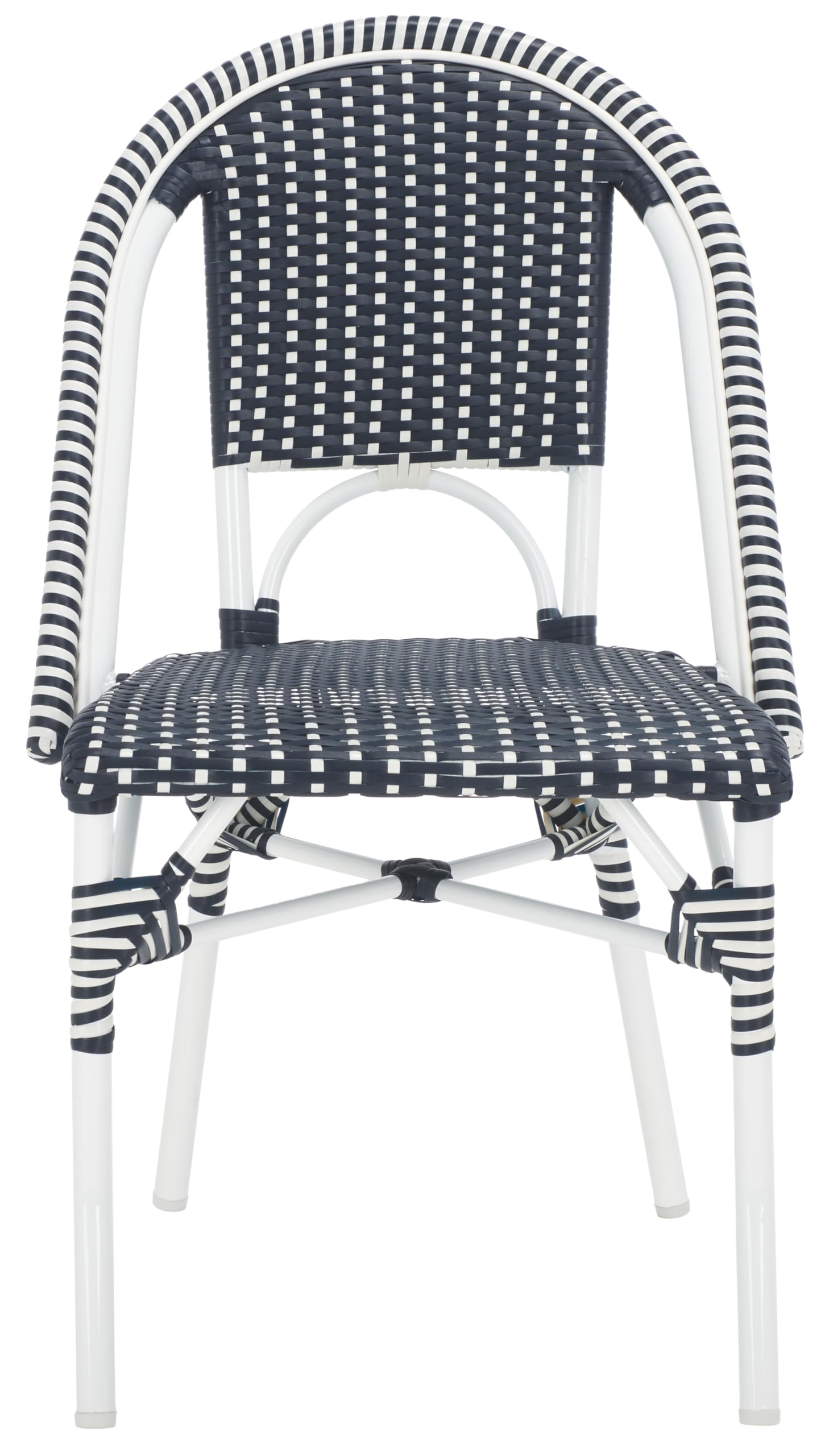 SAFAVIEH Outdoor - Torino Bistro Chair Set of 2 - Navy & White - Faux Wicker & Aluminum Frame - Bistro Side Chair Design - Ideal for Patio, Deck, Sunroom, Dining Area, 18" Seat Height (PAT7550F-SET2)
