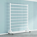 Commercial Fabric Display Rack Cart, Fabric Roll Storage Rack with Adjustable Hanging Rod, Movable Metal Vinyl Roll Storage Rack Cart, for Leather Rolls/Wallpaper Displays