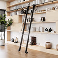 104RDHOUSE 8FT Lightweight Aluminum Rolling Step Ladder 96",Rolling Library Ladder with Wheels,Industrial Sliding Ladder for Home Library,Bookshelf, 4FT Hook Ladder Bookcase Track Kit for Home