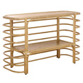SAFAVIEH Home Collection - Maestro Natural Rattan & Wood Console Table with 1 Shelf, Fully Assembled, Modern Tropical Accent (CNS5400A)
