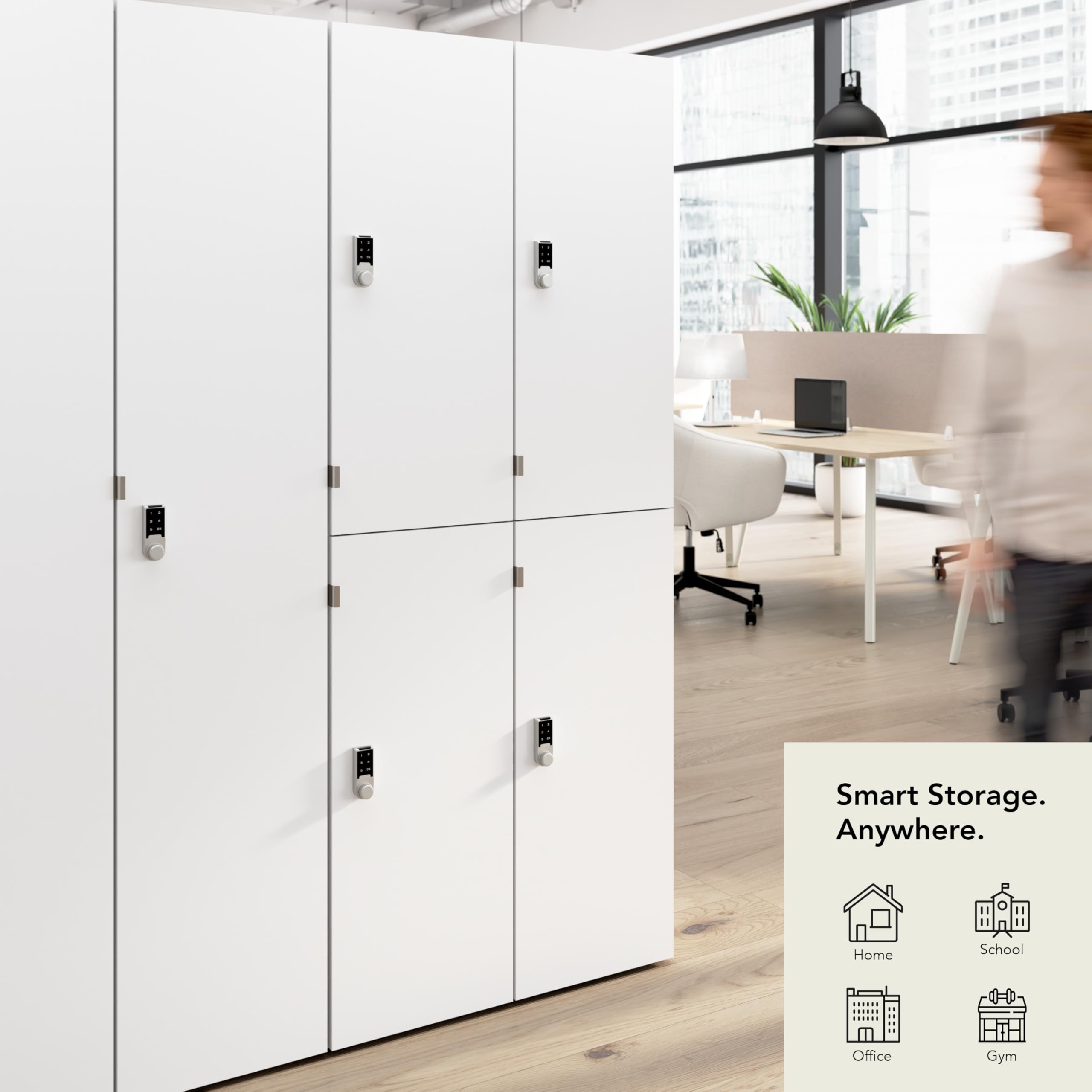 Bush Business Furniture Two Tier 4 Door Storage Lockers with Keypad Locks, Office Furniture, Assure Collection, White