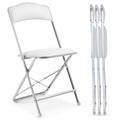 Folding Chairs with Padded Seats 4 Pack - Foldable Chair with Heavy-Duty Steel Frame, Elegant Party Bridge Chairs, Metal Folding Chair for Outside, Home, Office, Indoor Outdoor Events - Silver/ White