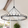 YLCHYTDZSW 60" Black Wagon Wheel Chandelier 36 Light Large Farmhouse Chandeliers for High Ceiling Hanging Modern Round Pendant Lighting Fixture for Living Room Foyer Entryway Dining Room Kitchen