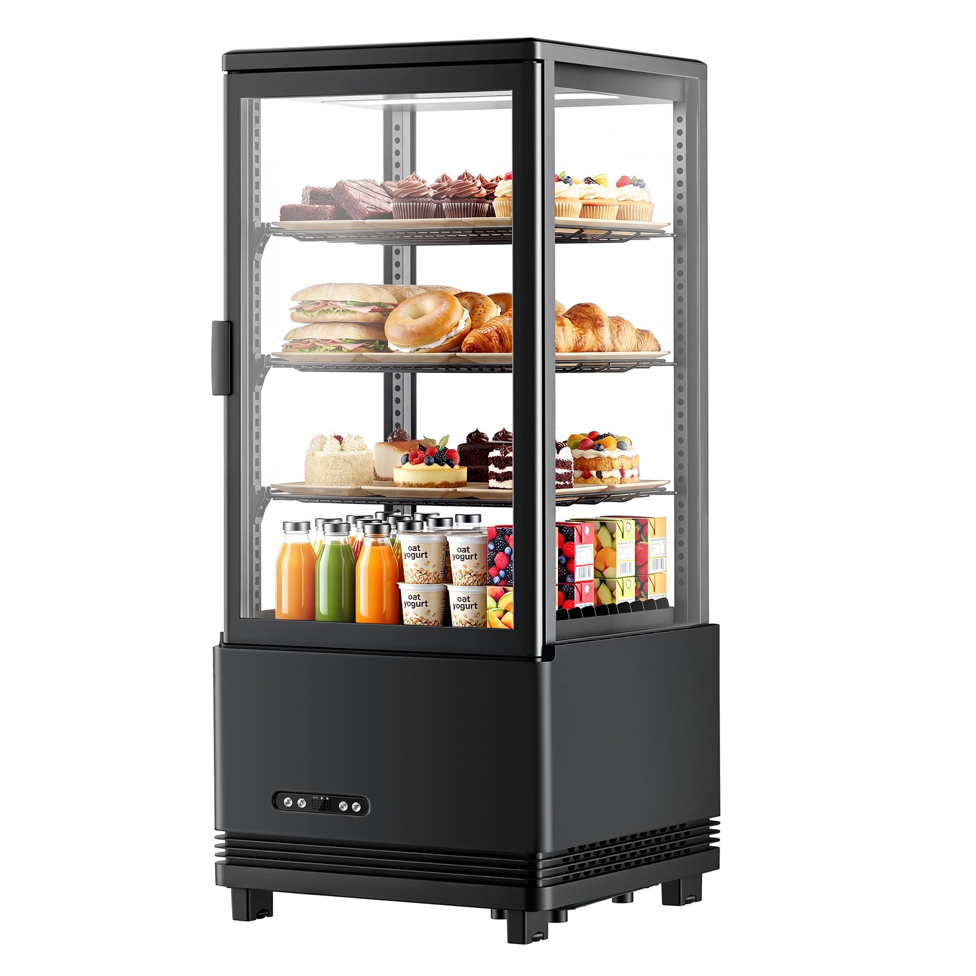 Commercial Refrigerator Countertop , ETL Certified Refrigerated Display Case 2.8 Cu.Ft / 78L, LED Lighted Display Refrigerator with Double Glass, Auto Defrost, Air Cooling for Bakery, Cafe, Store