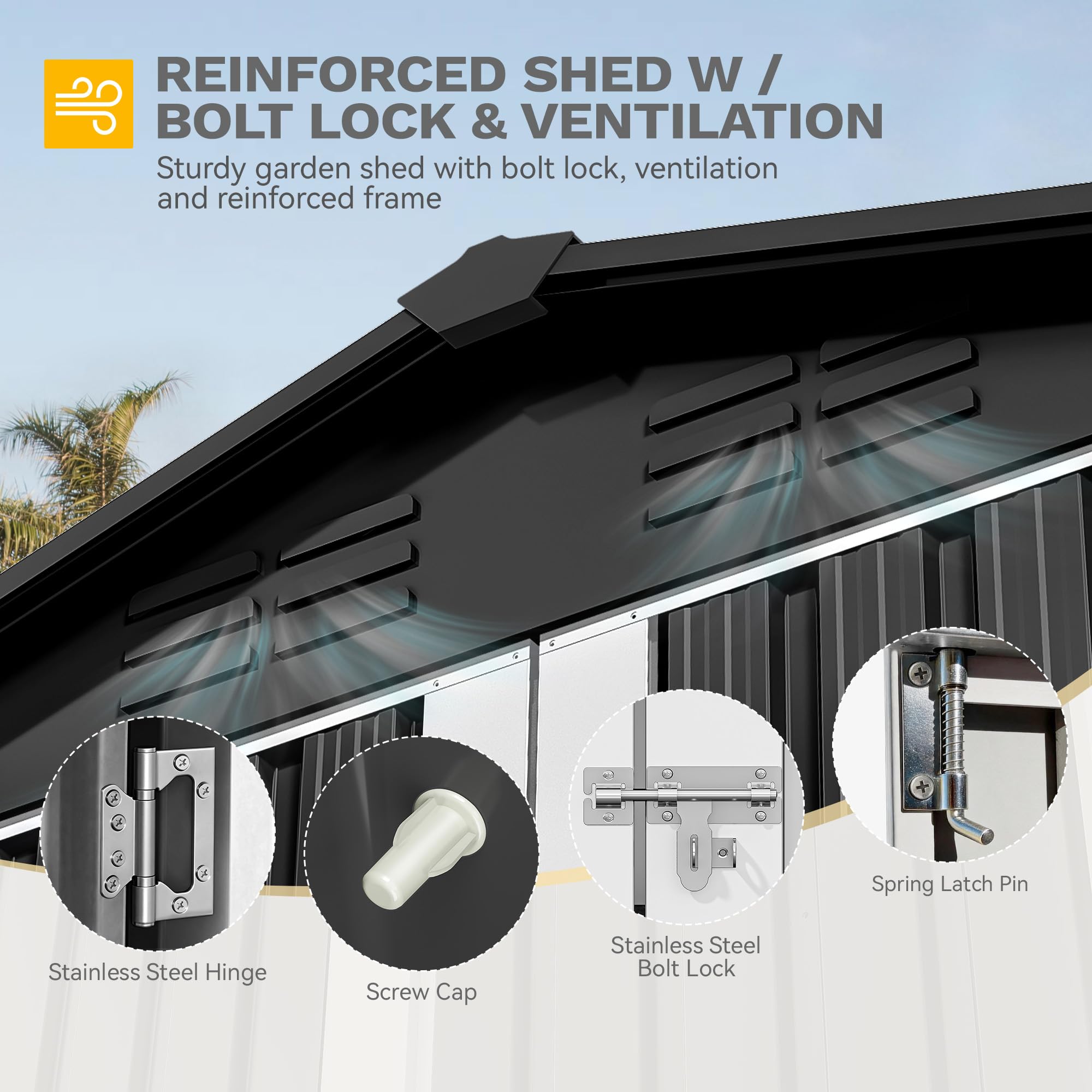 DWVO 7'x5' Large Metal Outdoor Storage Shed, Heavy Duty Tool Storage Sheds for Backyard Patio Lawn - Ideal for Bicycles, Garden Tools, and Lawn Equipment, Easy-to-Assemble, Dark Gray